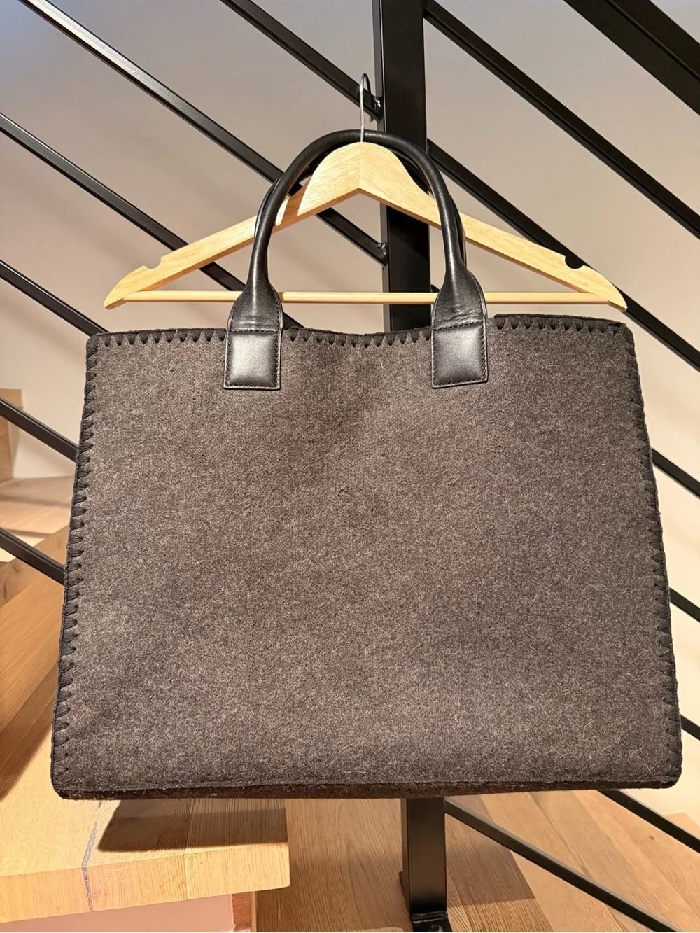 Tory Burch | Ella Stitched Tote Charcoal Grey Felt